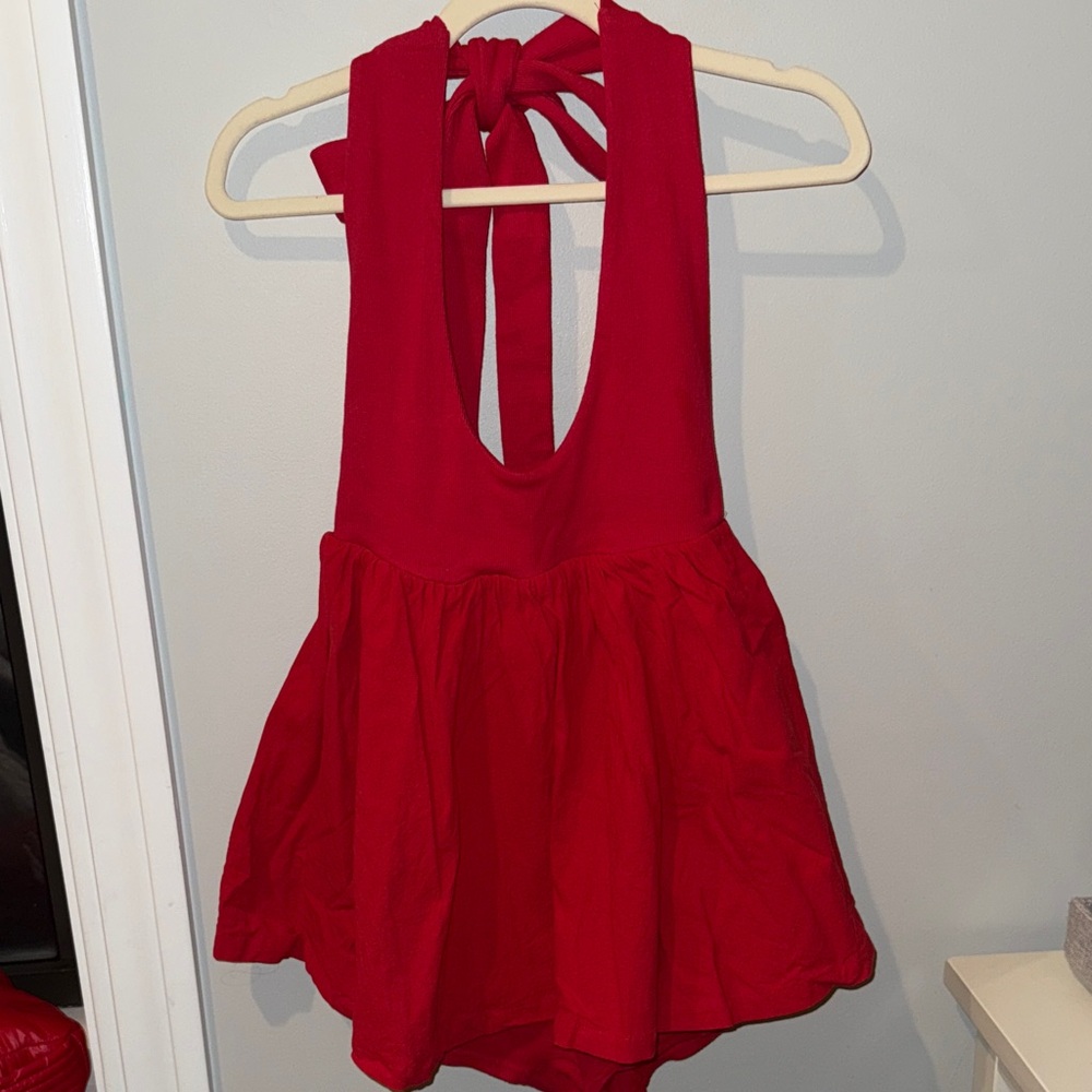 Red Free People Halter Romper